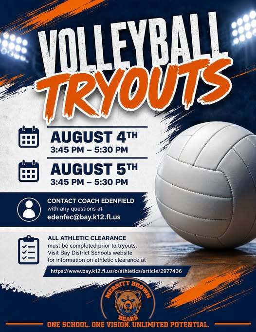 Volleyball Tryouts August 4th and 5th 