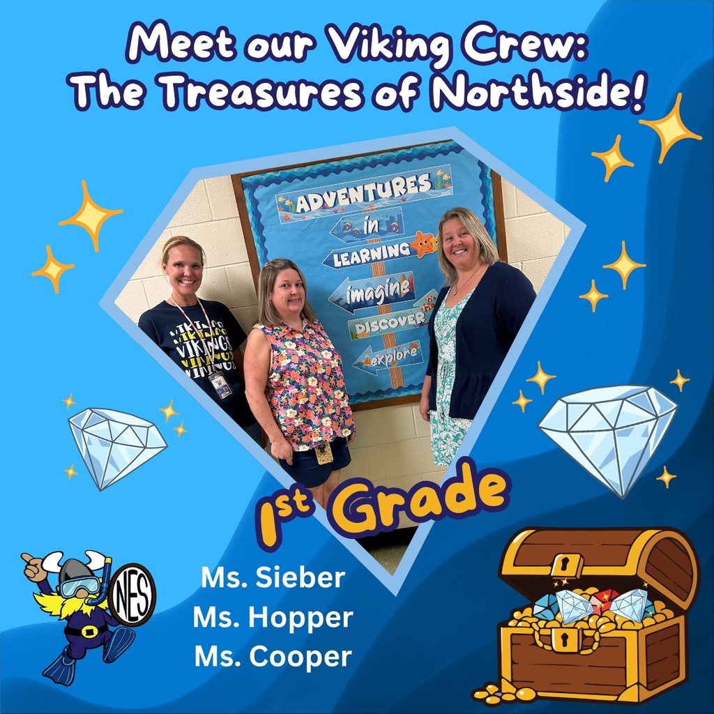 blue background with diamonds and a treasure chest around a photo of 1st grade teachers
