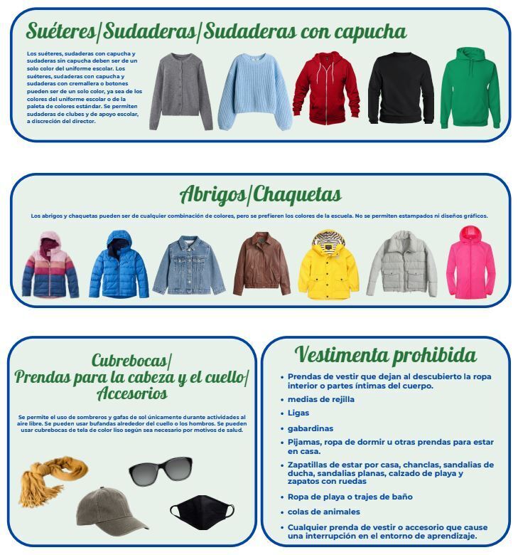images of clothing items that meet dress code requirements