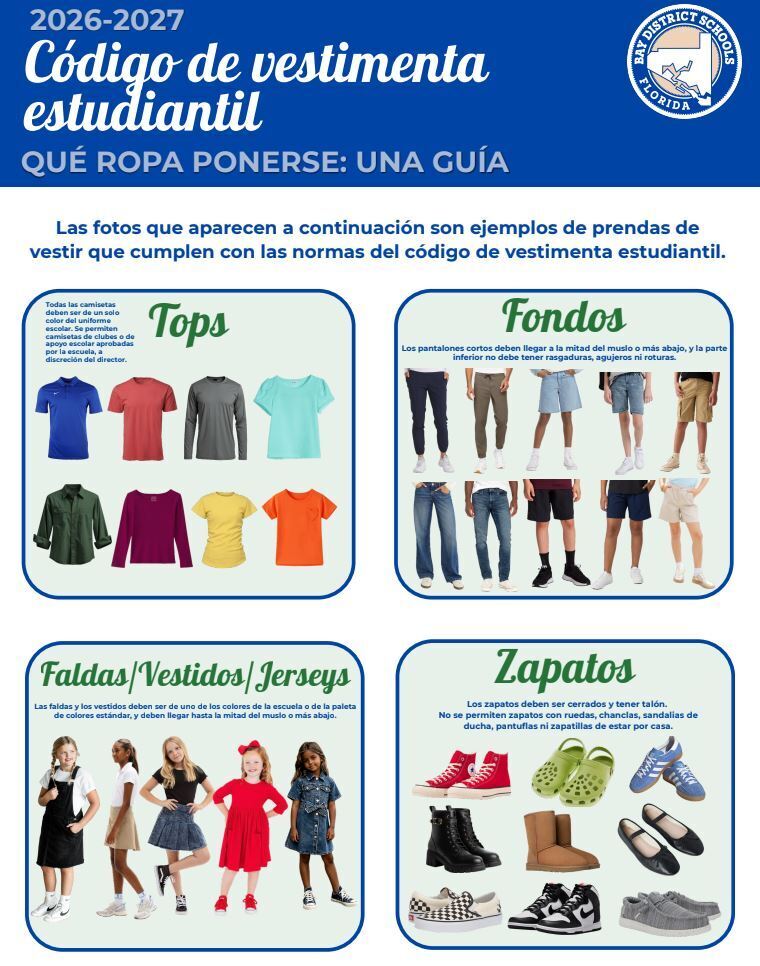 images of clothing items that meet dress code requirements