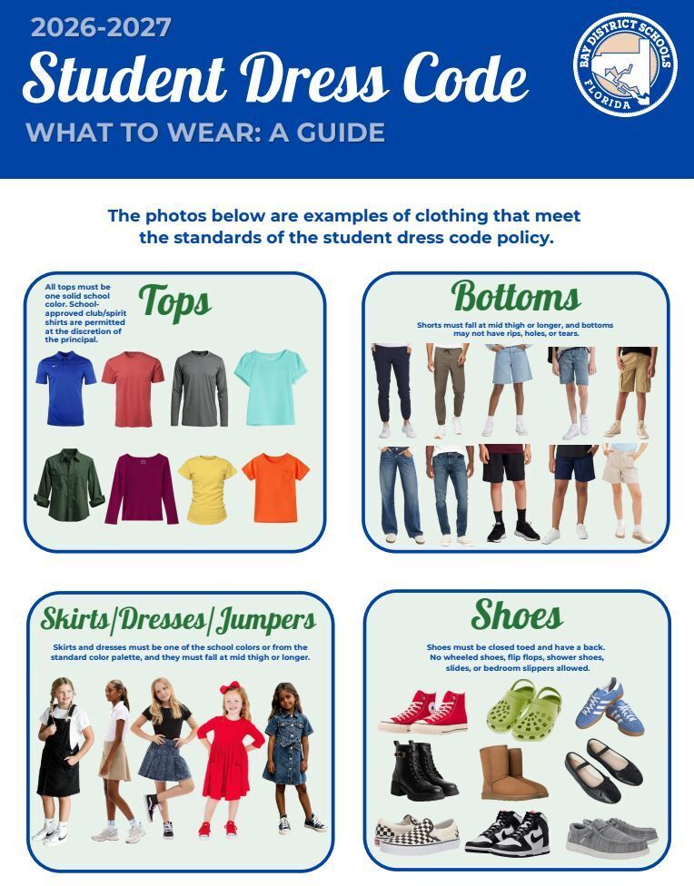 images of clothing items that meet dress code requirements
