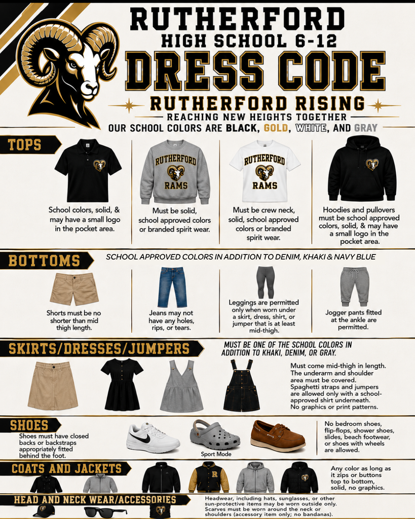 Dress Code flyer with Rutherford requirements