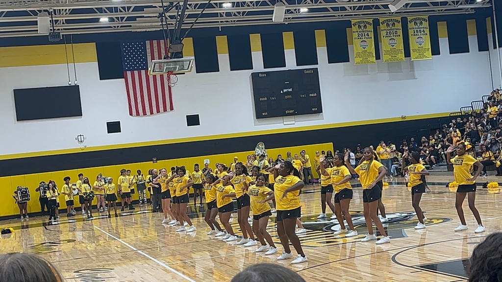 Photo of Rutherford Cheer at the Pep Rally