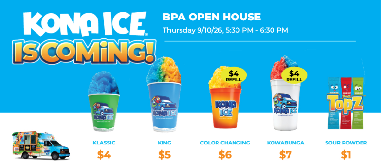 Kona Ice Pricing for BPA's Open House