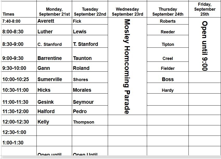 bookfair schedule