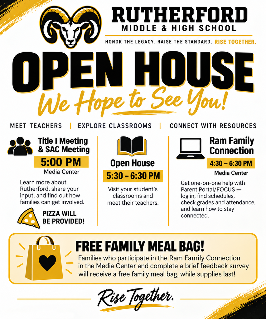 Flyer advertising Rutherford Open House and Title I meeting 9/14 5-6:30pm