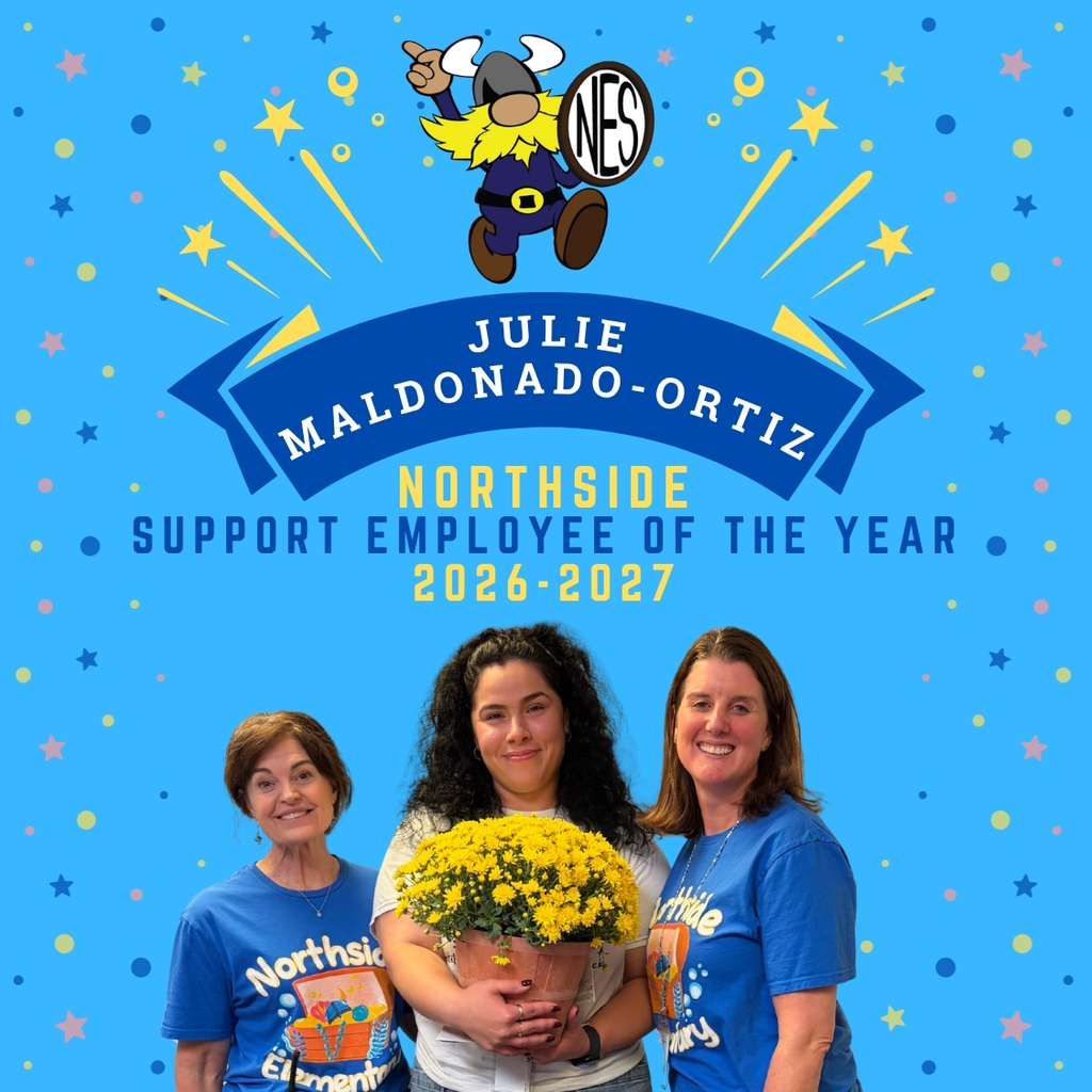 blue background with confetti and photo of admin with candidate and text of post