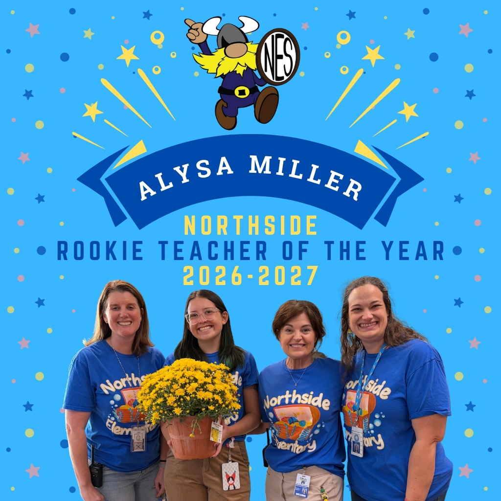 blue background with confetti and photo of admin with candidate and text of post