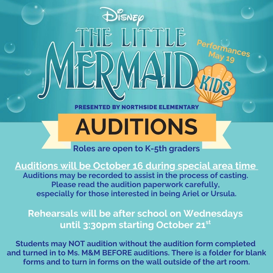 Little Mermaid Kids logo on blue background with text of message in the post.