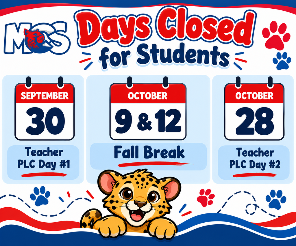 Days Closed for STudents 9/30, 10/9,  10/12, 10/28