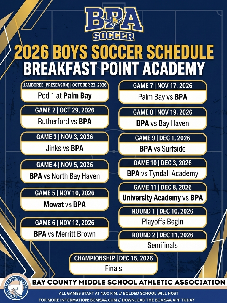 BPA Stingrays Soccer Schedule