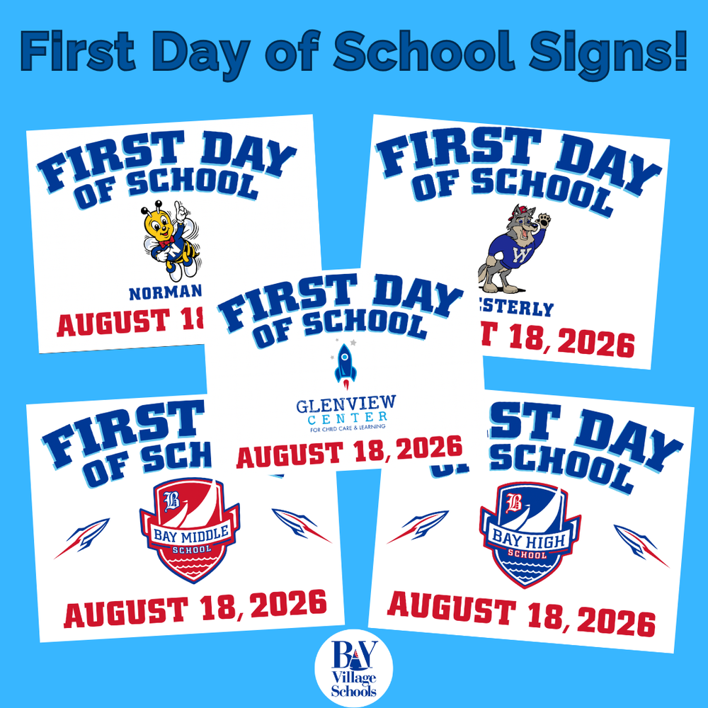 First Day of School Signs for the 2026-27 school year.