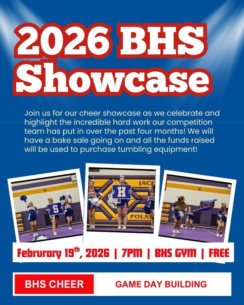 Cheer Showcase Feb. 19 2026 flyer (rescheduled date)