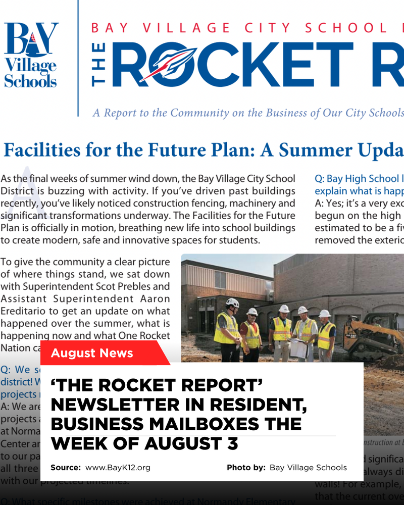 The August 2026 edition of The Rocket Report mailed newsletter image with a construction photo and an image of the front cover of this issue.