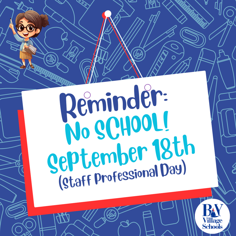 Reminder: No School 9-18-26 image with a sign image and a teacher with glasses image.