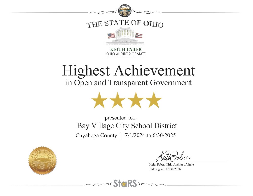 auditor of state award certificate for 2025 FY image