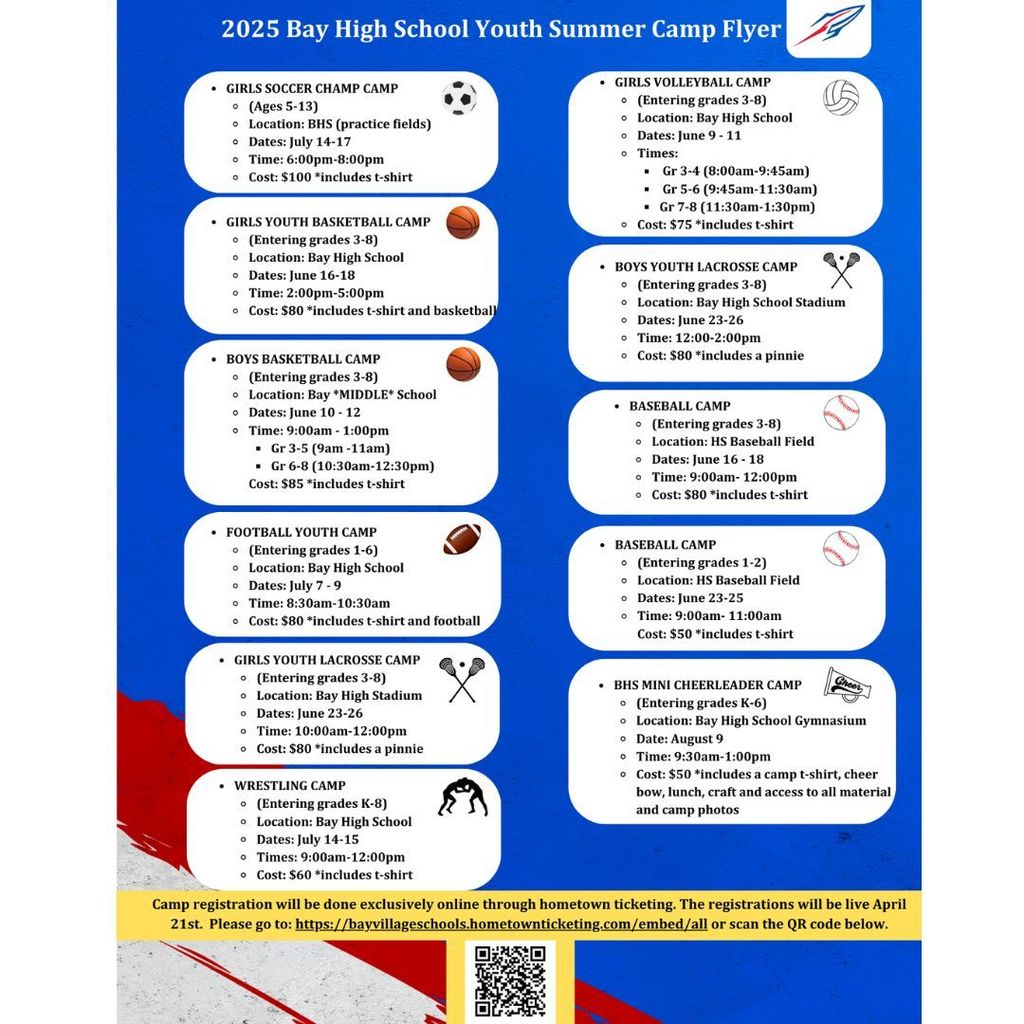 summer camps for athletics 2025 flyer