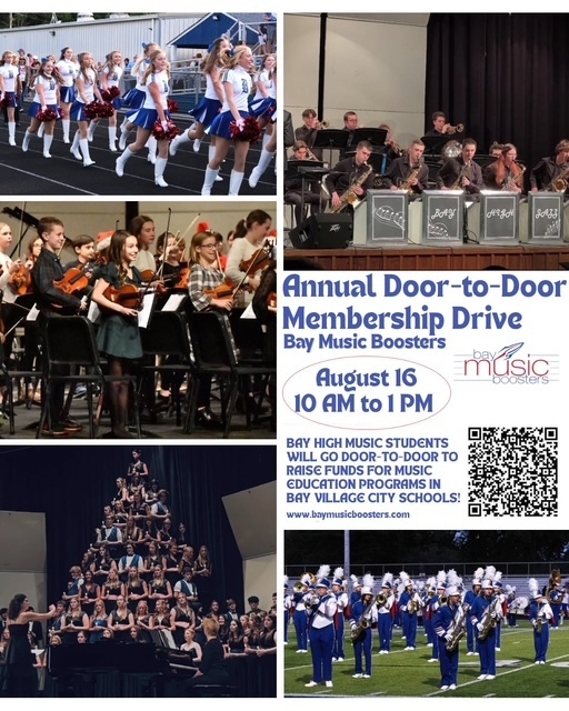 Bay Music Booster's Annual Door-to-Door Membership Drive Flyer 2025
