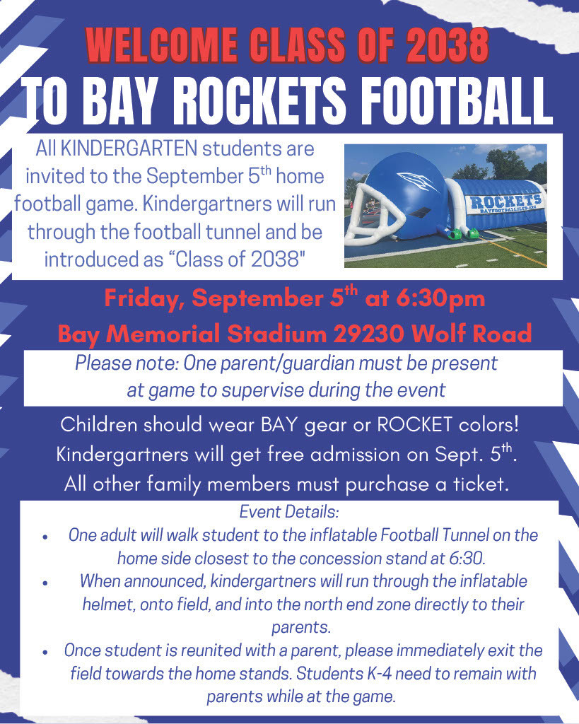 Football team flyer to welcome the class of 2038 on sept. 5, 2025