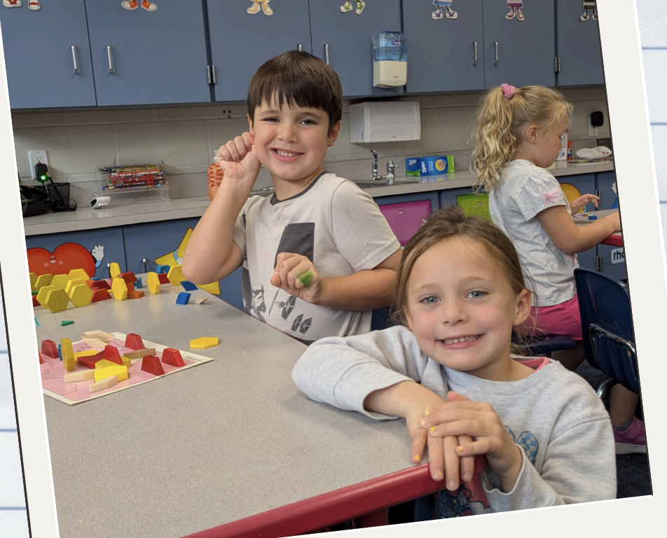 Mrs. Bragg's Kindergarten class working on an assignment sept 2025