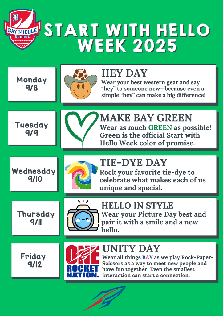 start with hello week for bay middle school sept 2025