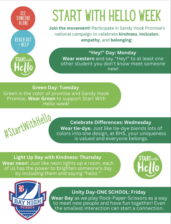 bay high school start with hello week sept 2025