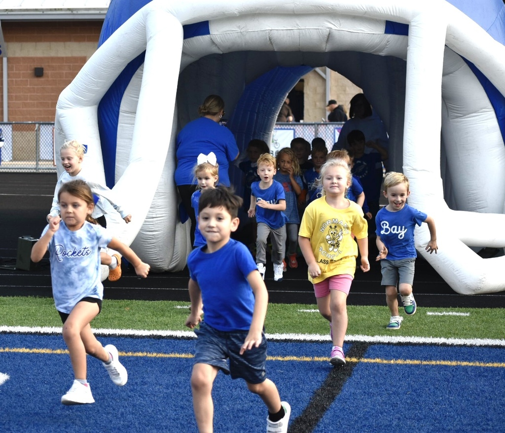kindergarten students at the first football game sept 2025 photo