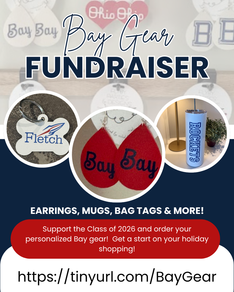 senior class fundraiser of bay gear items for october 2025 flyer
