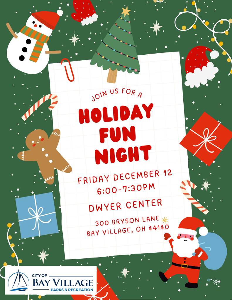city of bay village holiday fun night flyer 2025