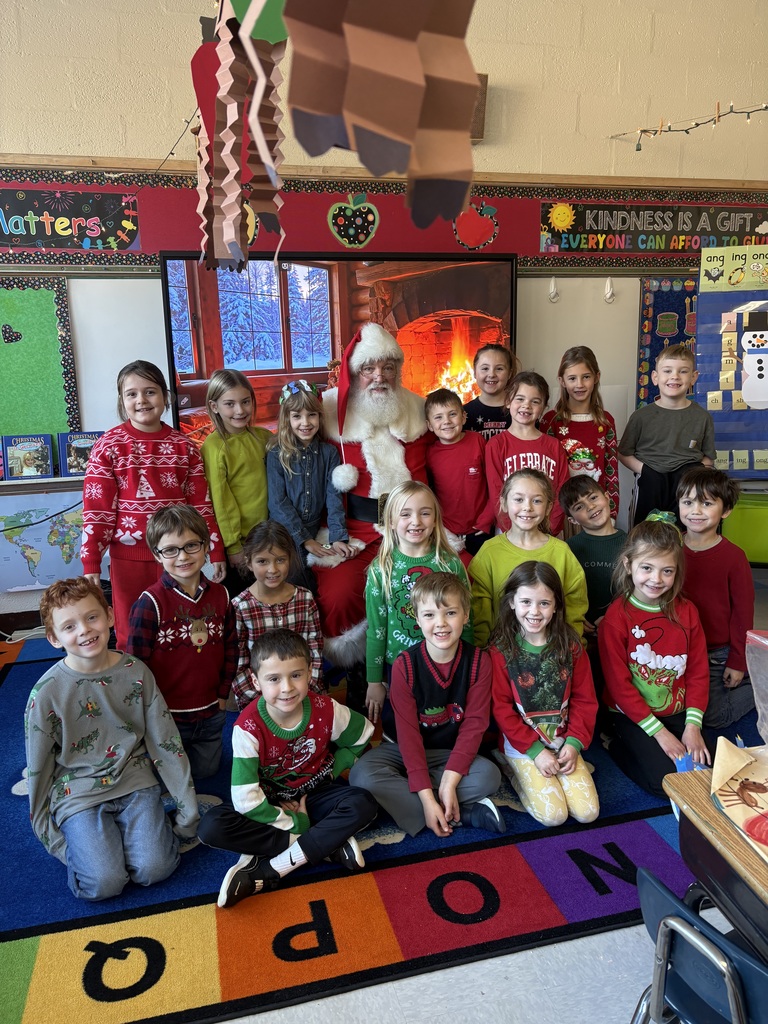 Santa visits Room #1 at Normandy School, Mrs. McArn's class