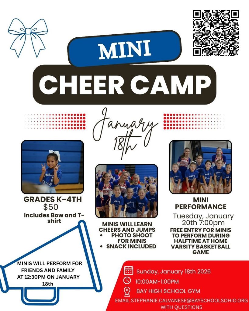 mini cheer camp flyer for january 2026