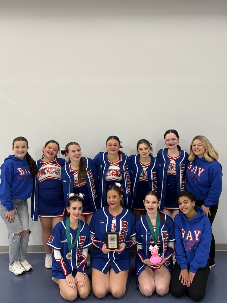 cheer squad photo from OHSCCA Northeast Ohio D3 Game Day Building Runner-ups!  Nora French and Carmella Roehl are both all district athletes. 