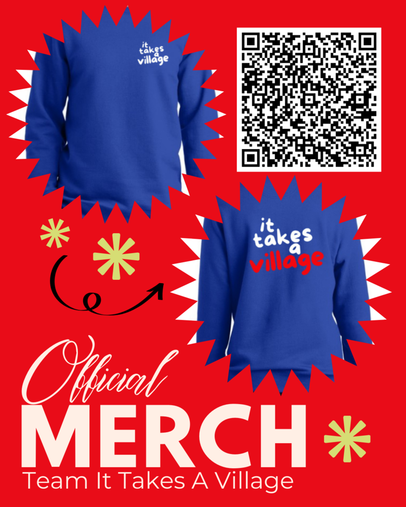 merch flyer for team it takes a village 2026