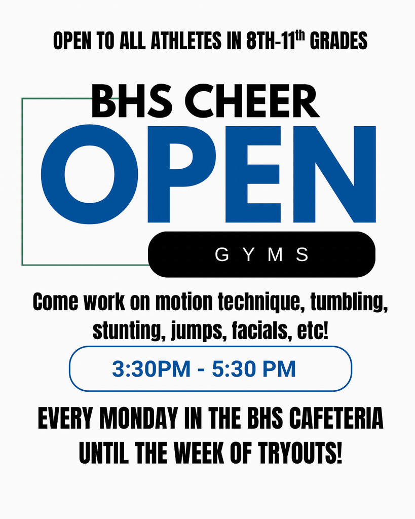 cheer open gym flyer 2026