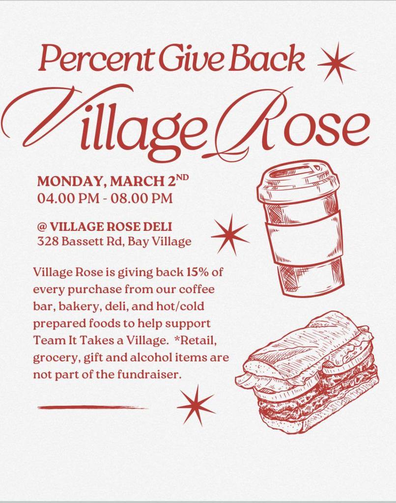 village rose deli flyer for team it takes a village fundraiser