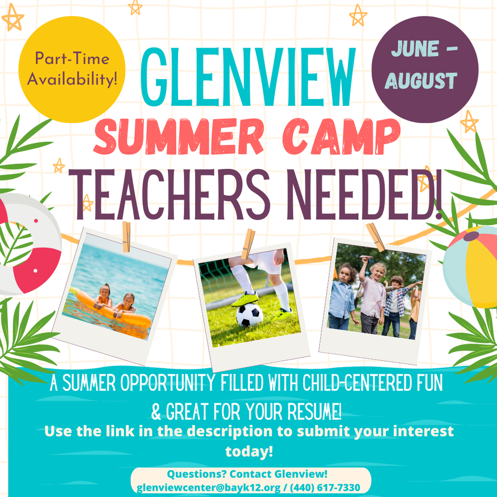 glenview summer camp teachers needed flyer for summer of 2026