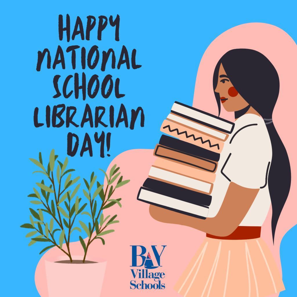 national school librarian day image for april 4, 2026 recognition with a librarian walking with books in her arms