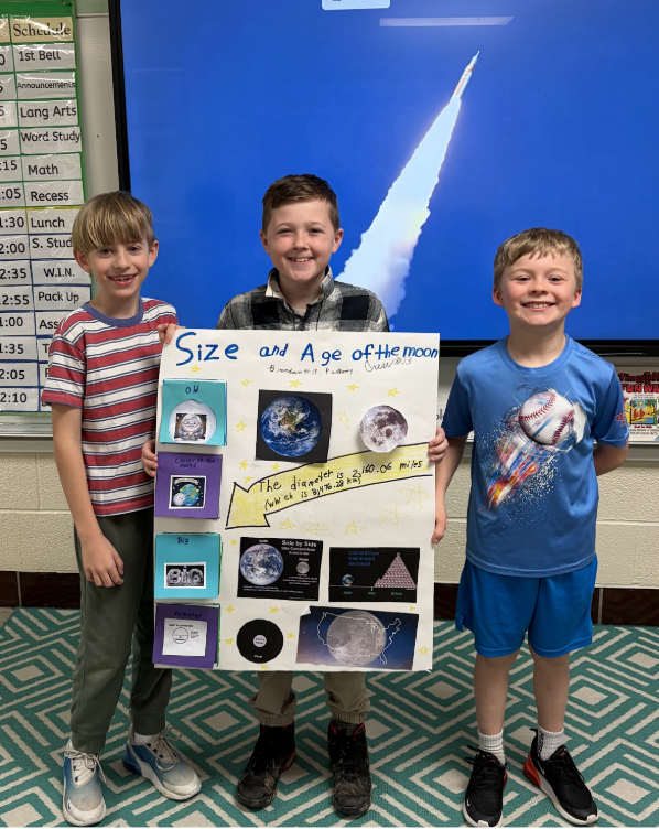 third-graders in mrs. thomas' class watch the launch of artemis 2 as part of their science studies
