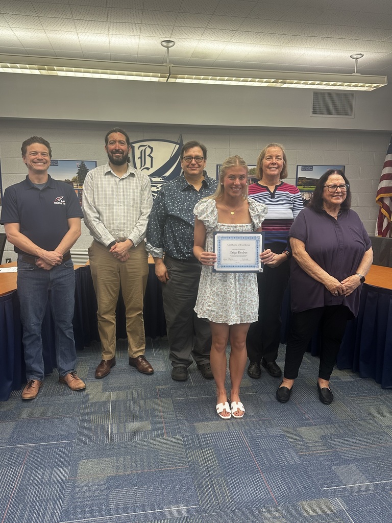 paige kerber from bay high school was honored at tonight's board meeting for her state gymnastic meet success