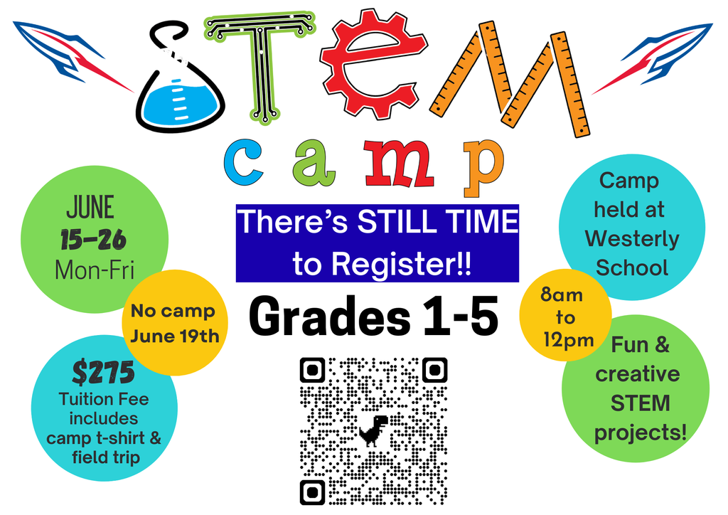 westerly stem camp flyer for summer of 2026, grades 1-5