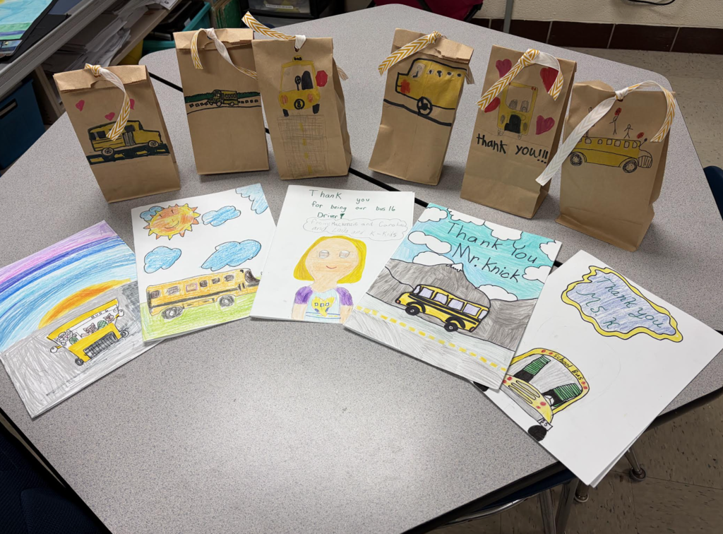 School Bus Driver Appreciation Day 2026 with handmade cards and goody bags shown.