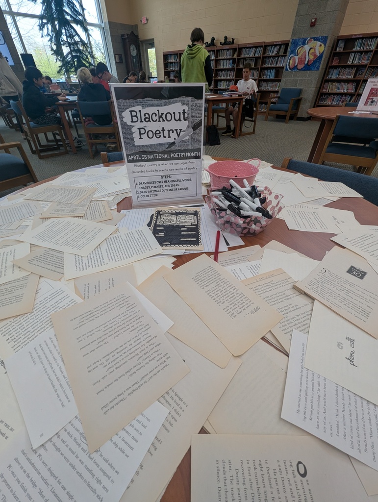 Blackout Poetry Assignment photo at Bay Middle School. 
