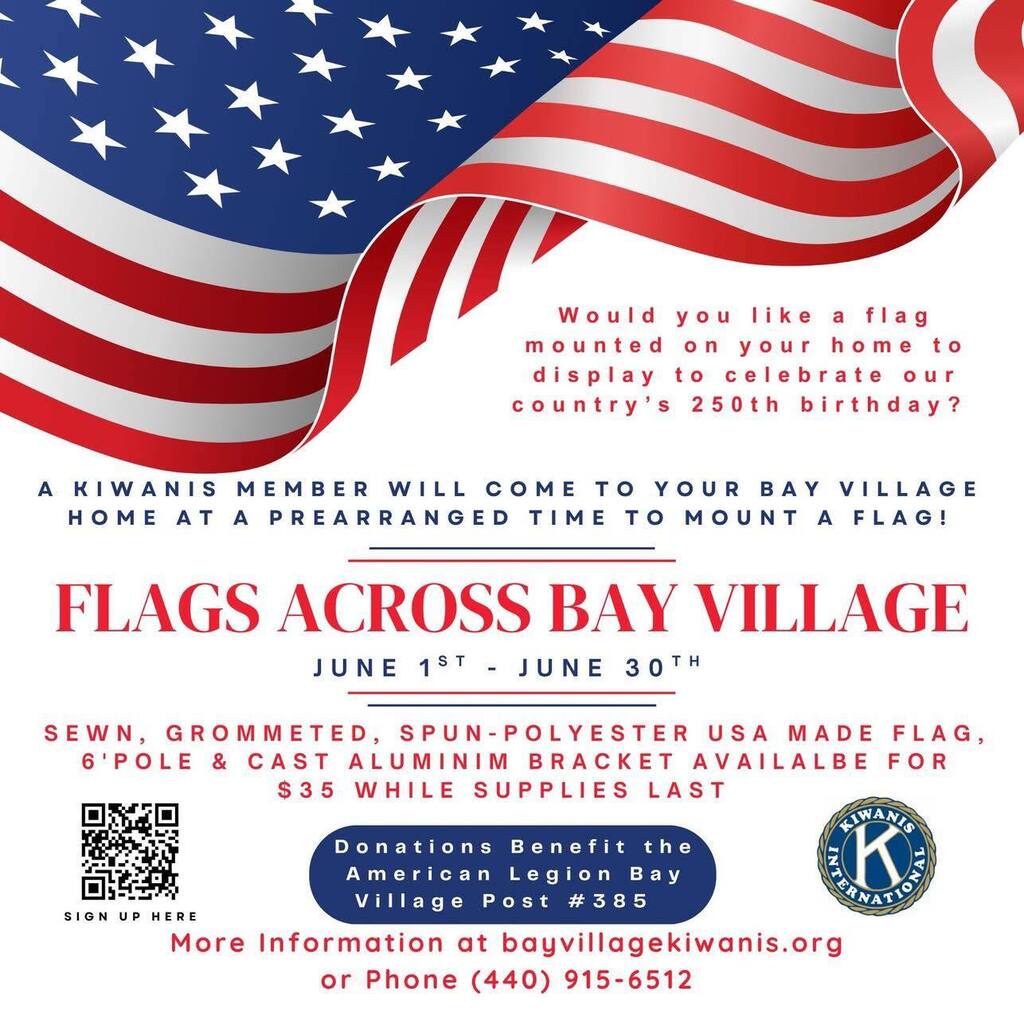 Bay Kiwanis American Flag installation program flyer.