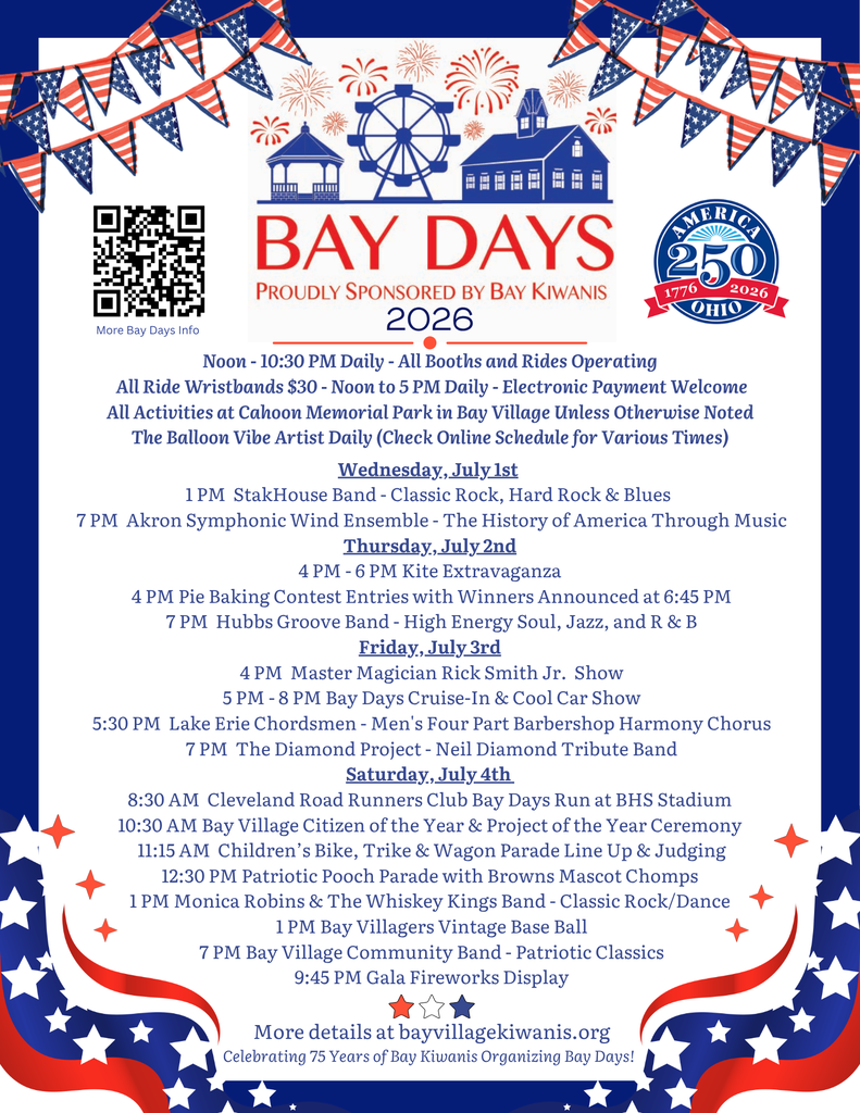 Bay Days 2026 Line-up Flyer
