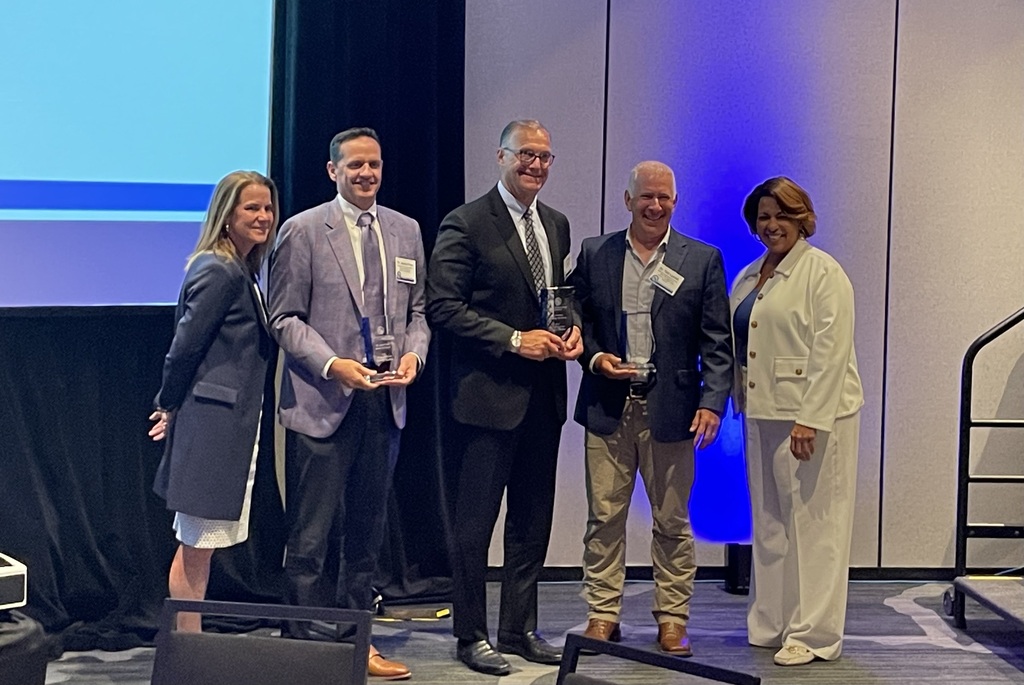 A photo of several area superintendents being honored at the Martha Holden Jennings Foundation's awards ceremony.