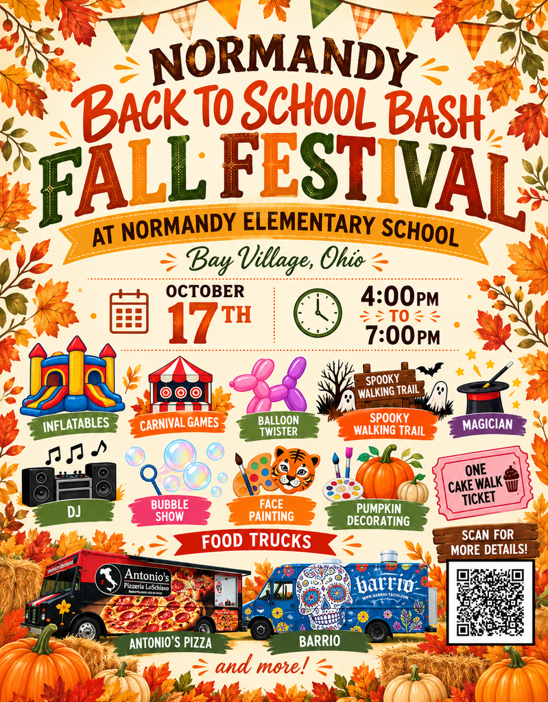 Normandy Back to School Bash Fall Festival Flyer for 10-17-26.