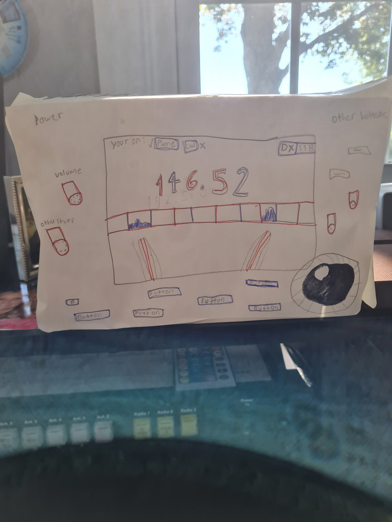 A handmade drawing of a student's Ham Radio frequency.