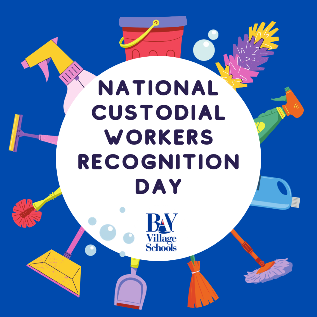 National Custodial Worker's Recognition Day image with cleaning supply and broom images in the background.