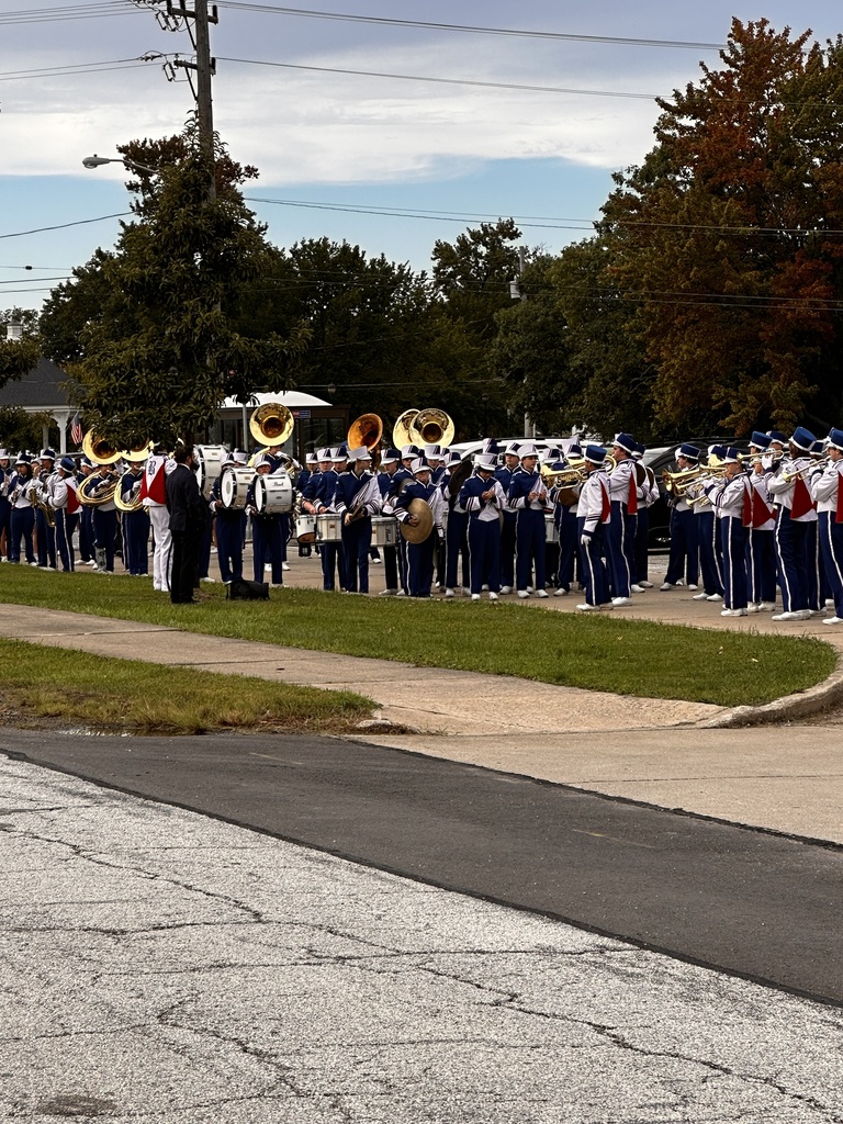 The Marching Band lining up for the Homecoming Parade.