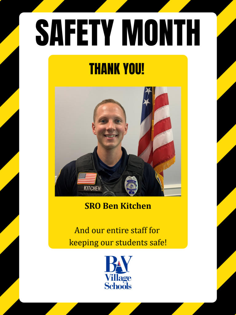 October safety month image with an SRO and a yellow and black safety tape theme.